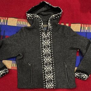 Woolrich Gray Hooded Jacket with Snowflake Pattern